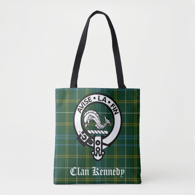 Tote Bag Clan Kennedy Crest Badge et Tartan (Devant)