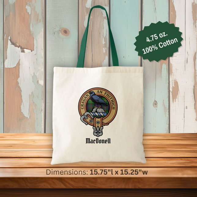 Tote Bag Clan MacDonell de Glengarry Crête sur Tartan (Créateur téléchargé)