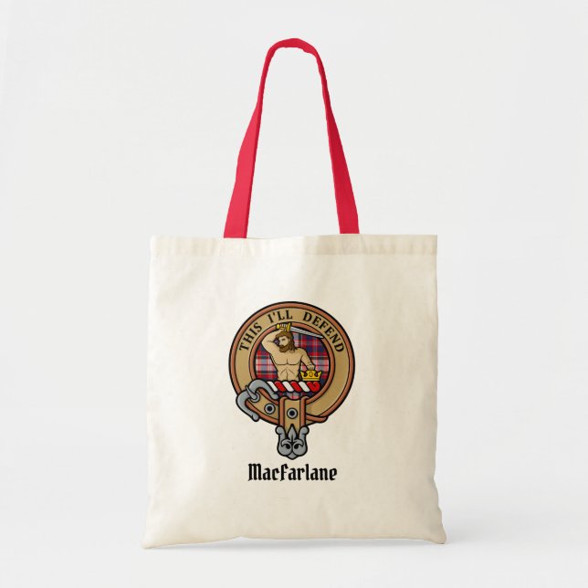 Tote Bag Clan MacFarlane Crest sur le tatan de robe (Devant)