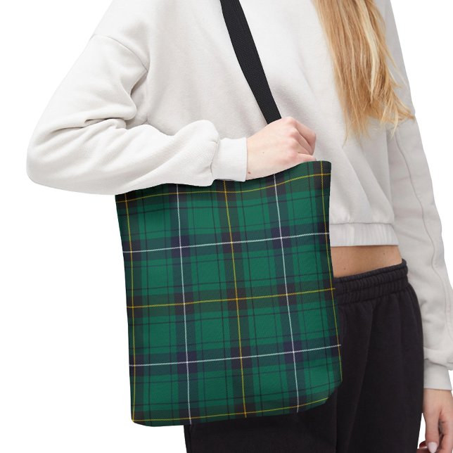 Tote Bag Clan Plaid Henderson Tartan Vert Bleu Check (Plaid Henderson AOP Tartan Tote Bag)