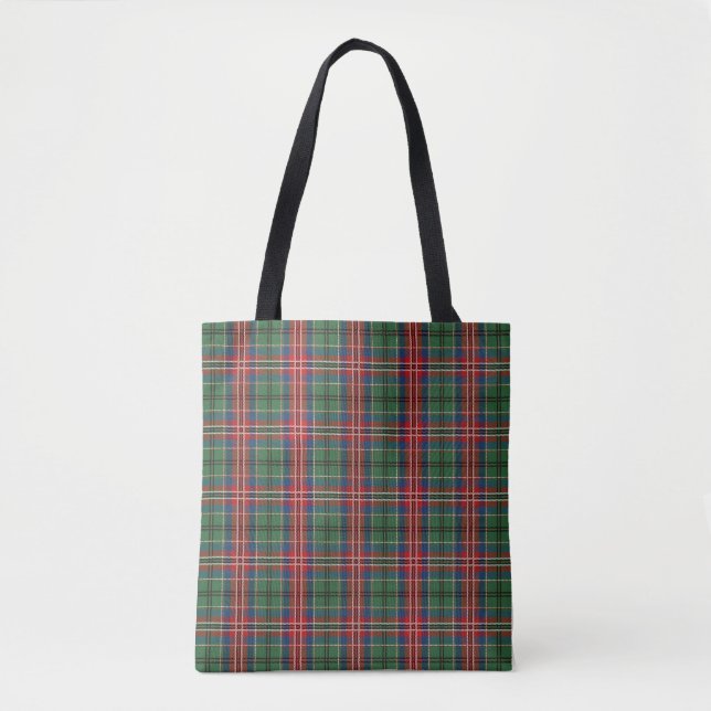 Tote Bag Clan Plaid MacCulloch Tartan rouge vert chèque (Devant)