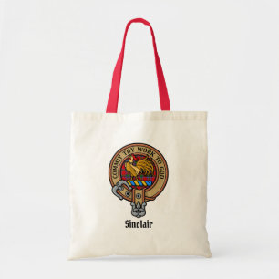 Tote Bag Clan Sinclair Crest sur Red Tartan