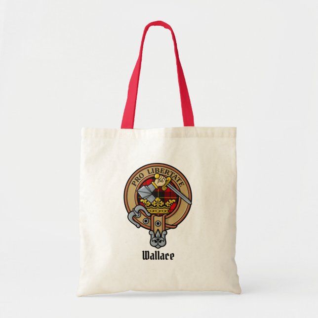 Tote Bag Clan Wallace Crest sur Tartan (Devant)
