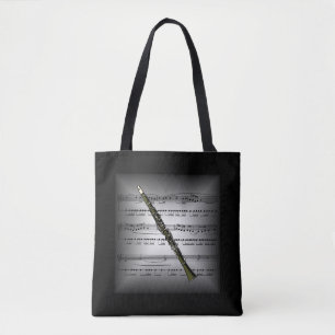 Tote Bag Clarinet 3D Partition Coussin Gris/Noir Retour ~