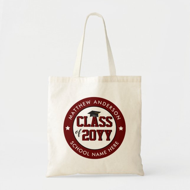 Tote Bag Class of 2023 Burgundy Red Graduate Graduation (Devant)