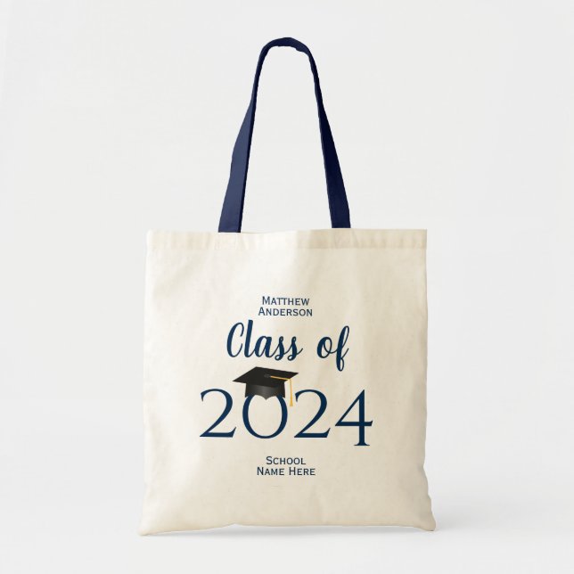 Tote Bag Classe de 2024 Simple Elegant Typographie Graduati (Devant)