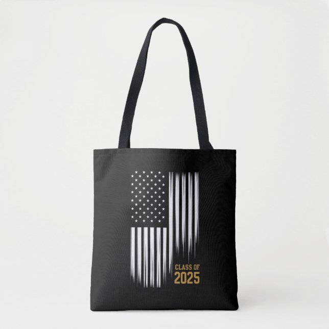 Tote Bag Classe De 2025 Senior American Flag Graduation (Devant)