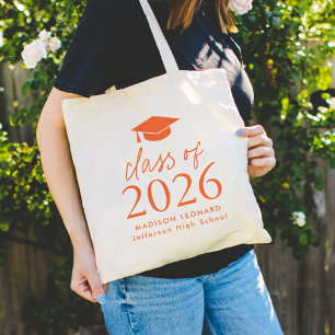 Tote Bag Classe moderne de 2025 Orange Script Graduation