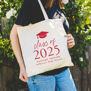 Tote Bag Classe moderne de 2025 Red Script Graduation