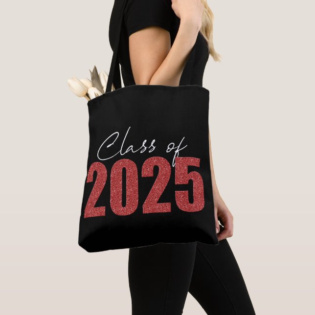 Tote Bag Classe Parties scintillant rouge de 2025 (De près)