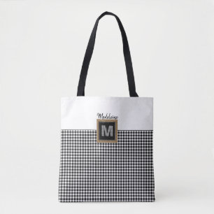 Tote Bag Classic noir et blanc chèque En vichy monogramme p