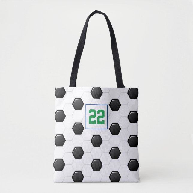 Tote Bag Classic Soccer Ball White Black Sports Numéro d'éq (Devant)