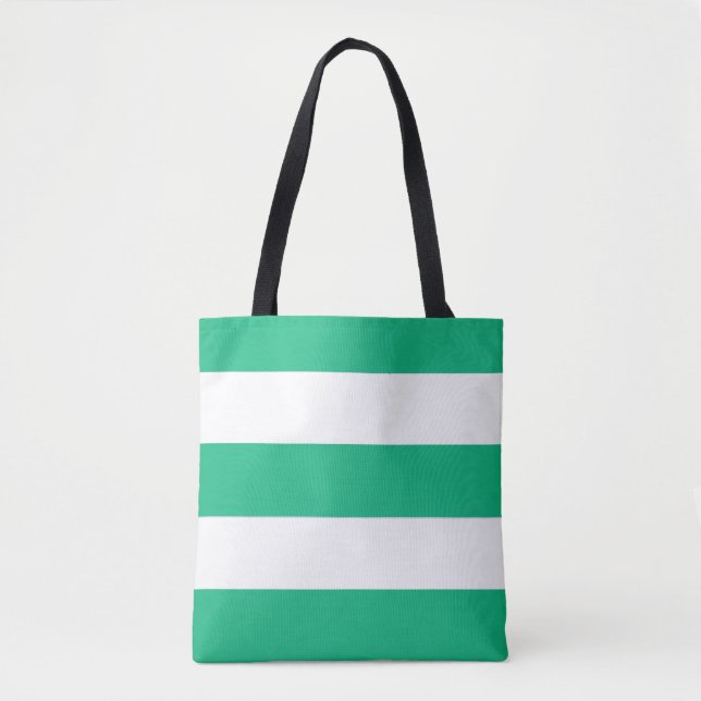 Tote Bag Classic Vert et Blanc Broad Stripes sur un (Devant)