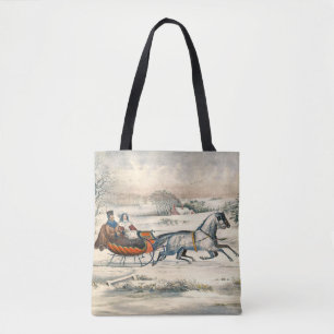 Tote Bag Classique 1853 Promenade en traîneau Currier Ives