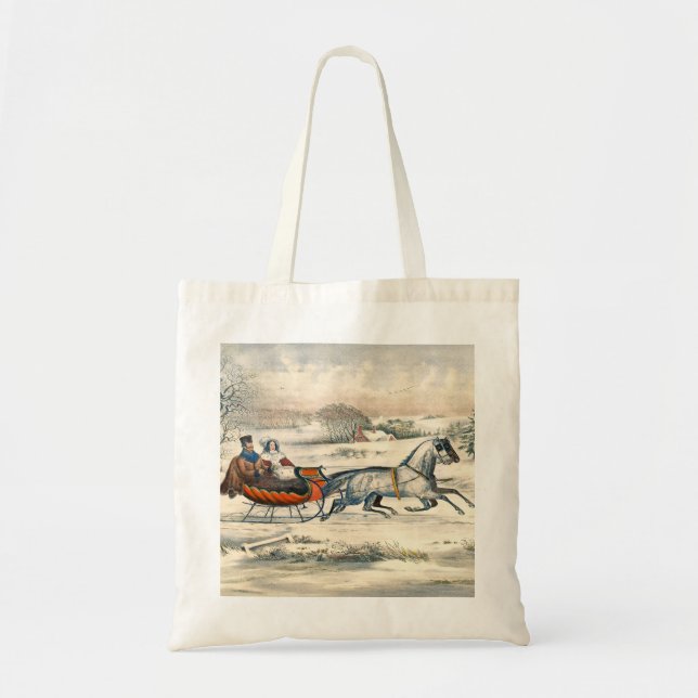 Tote Bag Classique 1853 Traîneau Currier Ives Route Hiver (Devant)