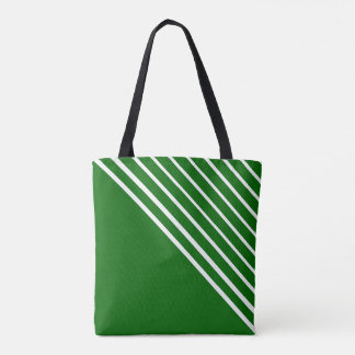 Tote Bag Classy Modern Green Diagonal Stripes