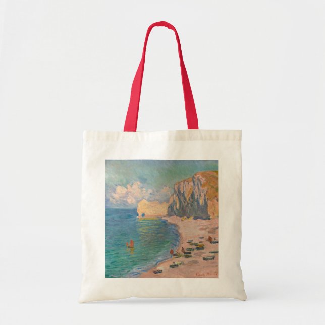 Tote Bag Claude Monet - Etretat : Plage et Falaise d'Amont (Devant)