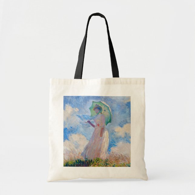 Tote Bag Claude Monet - Femme avec Parasol face à gauche (Devant)