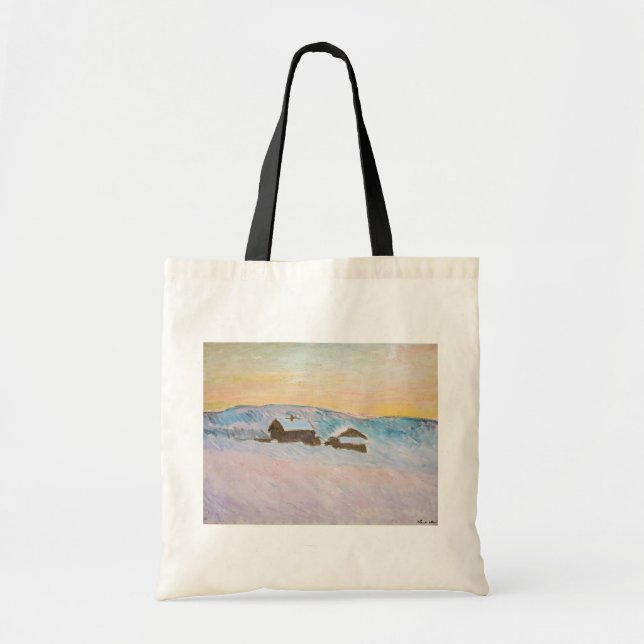 Tote Bag Claude Monet - Norvège Paysage, Maisons Bleues (Devant)