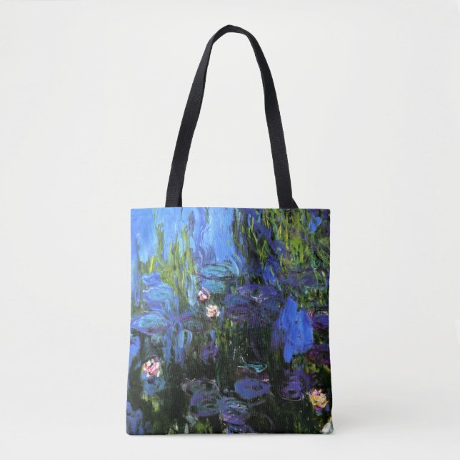 Tote Bag Claude Monet : Water-Lilies, indigo bleu (Devant)