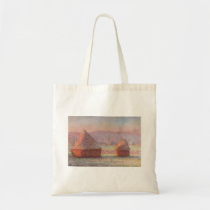 Tote Bag Claude Monet White Frost Sunrise (Haystacks)