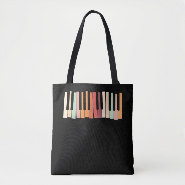 Tote Bag Clavier Coloré Touches Piano Piano Retro Pianist (Devant)