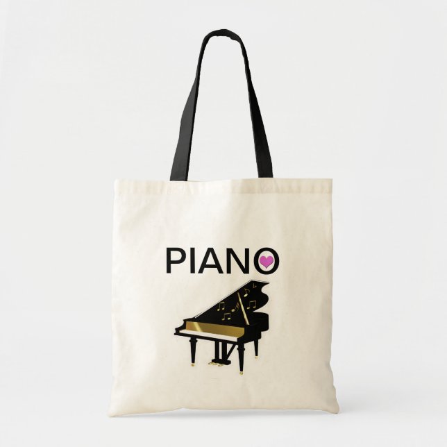 Tote Bag Clavier de piano à queue et notes (Devant)