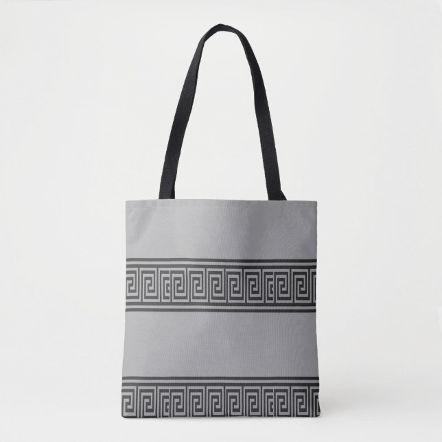 Tote Bag Clavier noir et gris grec (Devant)