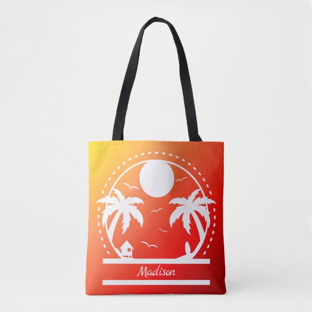 Tote Bag Clavier Tropical Summer (dégradé rouge-orange-jaun (Devant)