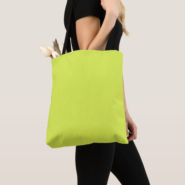 Tote Bag Clé de couleur solide jaune vert (De près)