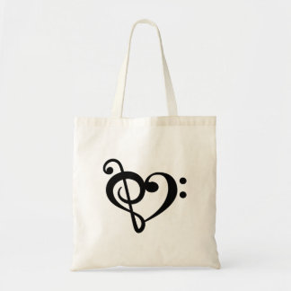 Tote Bag Clé de Musique Amour Cœur