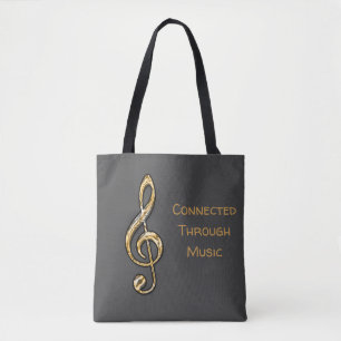Tote Bag Clé de sol dorée Connectés par la musique