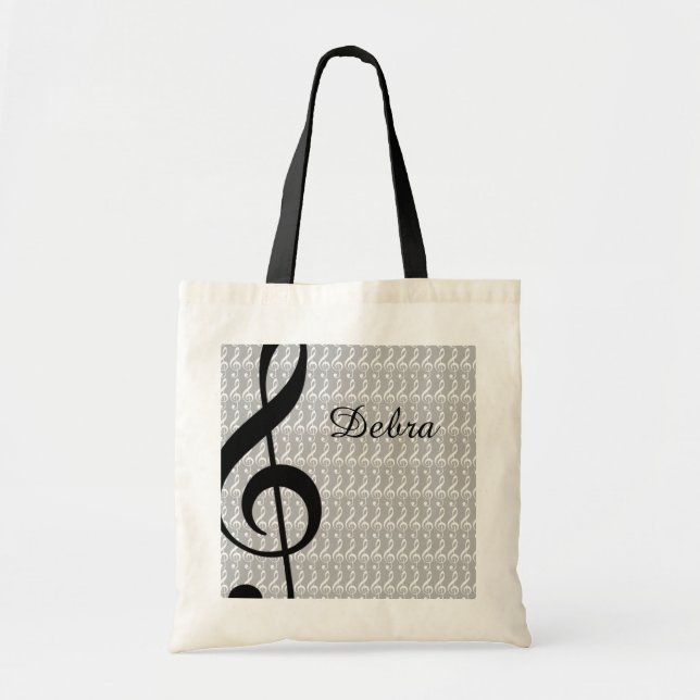 Tote Bag clé de treble et nom personnalisé (Devant)