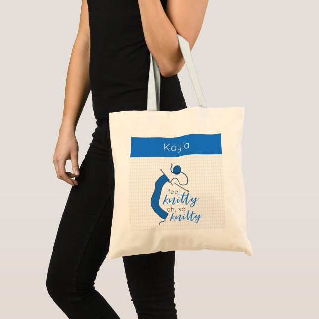 Tote Bag Clear Blue I Feel Knitty, Oh So Knitty (Devant (produit))
