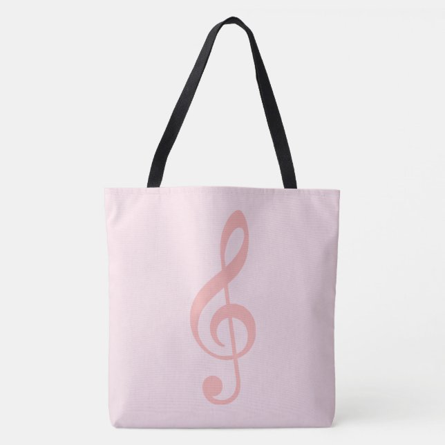 Tote Bag clef de triangle rose sur très rose pâle (Devant)