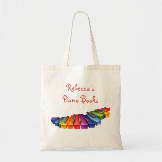Tote Bag Clés de piano d'arc-en-ciel (Devant)