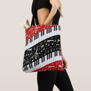Tote Bag Clés de piano de courbe et notes musicales