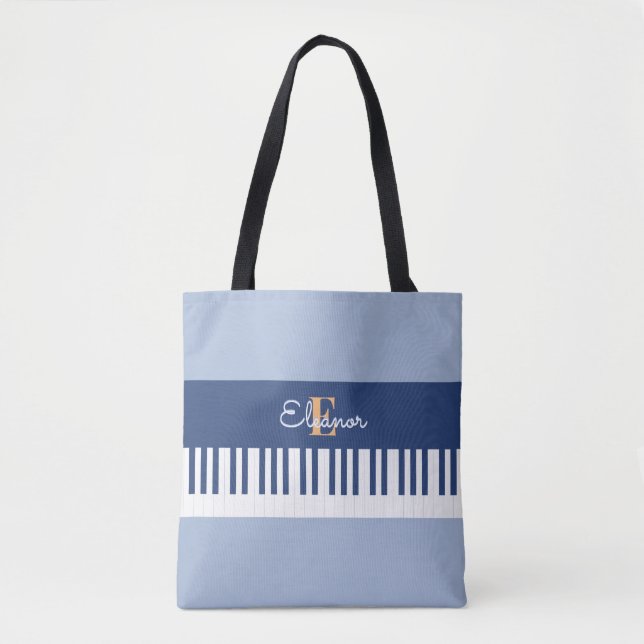 Tote Bag Clés de piano de Monogramme musicale de clavier (Devant)