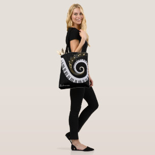 Tote Bag Clés de piano et notes personnalisées de musique
