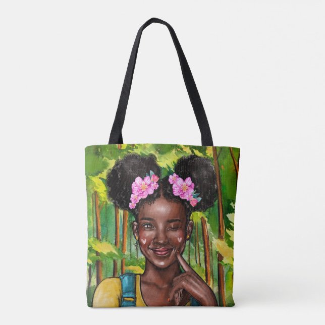 Tote Bag Cligner de l'oeil la fille Fourre-tout d'Afro (Dos)