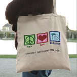 Tote Bag Clinique personnalisée Peace Love Endoscopy<br><div class="desc">Peace Love Endoscopy sac fourre-tout avec votre texte personnalisé. Un joli cadeau avec un signe de paix,  un coeur et un endoscope utilisés dans les procédures médicales pour désigner un patient.</div>