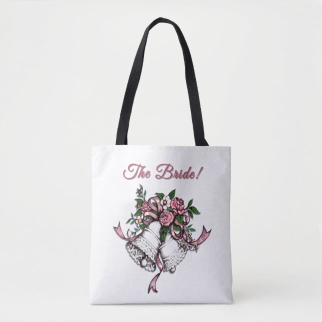 Tote Bag Cloches de mariage roses la mariée (Devant)