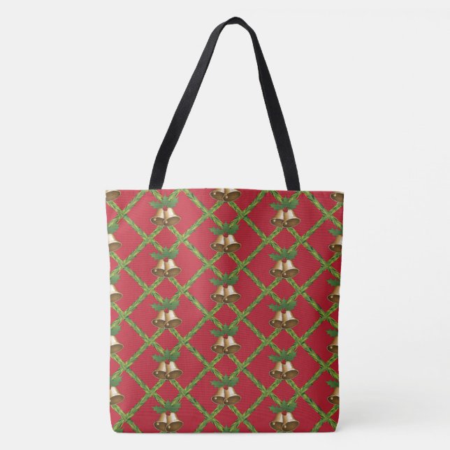 Tote Bag Cloches traditionnelles à sonnettes rouges et vert (Devant)