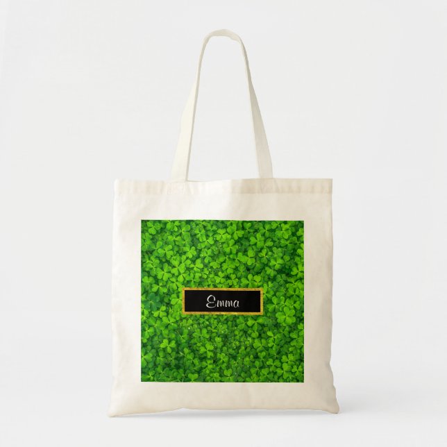 Tote Bag Cloches vertes avec cadre à huile d'or FAUX (Devant)