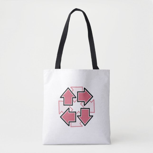 Tote Bag Clockwise Arrows Minimal Geometric Red (Devant)