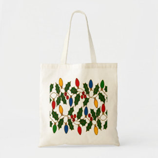 Tote Bag Cloisonne Art Christmas Lights and Holly