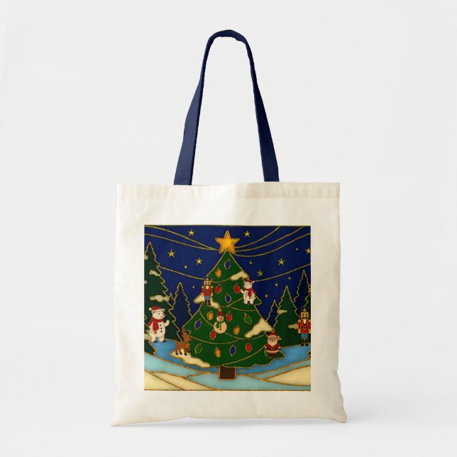 Tote Bag Cloisonne Art Whimsical Forest Classic Christmas  (Devant)