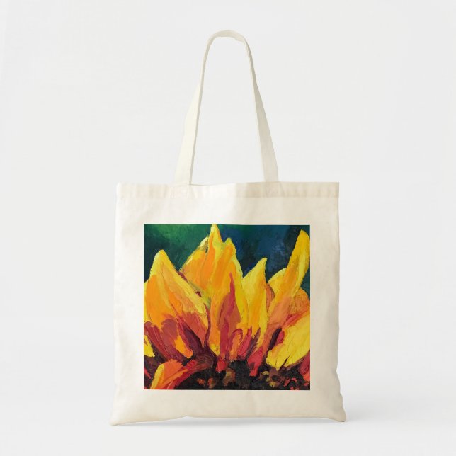 Tote Bag Close Up Impasto Sunflower Painting (Devant)