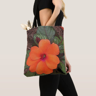 Tote Bag Closeuse à fleurs orange