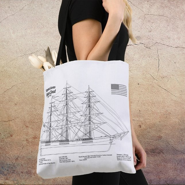 Tote Bag Cloud de vol de l'expédition clipper - Blueprint B (Clipper Ship Flying Cloud - Ship Blueprint BD. Tote Bag)